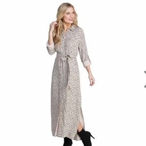 Button down Leopard Midi Dress